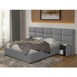 Pat tapitat Cico fix 287 x 114 C2 din piele/stofa Gri - Nube 81 140x200 imagine