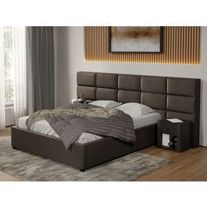 Pat tapitat Cico fix 287 x 114 C2 din piele/stofa Ciocolatiu - Nube 29 140x200 imagine