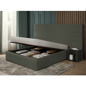 Pat tapitat Hera de 190 rabatabil 270 x 144 C1 cu blanita plusata Gri verzui - Lapit 77 180x200 imagine