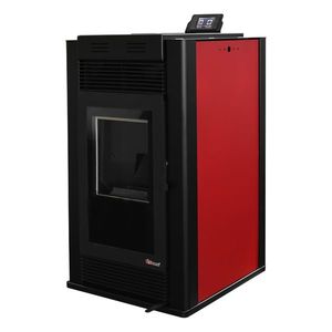 Semineu pe peleti cu aer cald Fiama Maxima 14 kw, aprindere electrica, tiraj fortat, wifi, focar din fonta, recomandat pentru 140 mp, Bordeaux imagine