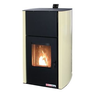 Termosemineu pe peleti Fornello Fiama Confort 30 kW, cu pompa, vas expansiune, automatizare, buncar 35 kg, tiraj fortat, culoare crem, pana la 200 mp imagine