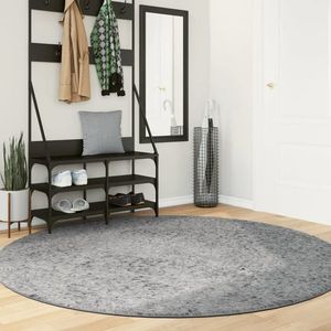 vidaXL Covor pufos "PAMPLONA" cu fire înalte, gri modern, Ø 200 cm imagine