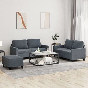 vidaXL Set canapea, 2 piese, gri închis, catifea imagine