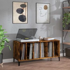 vidaXL Dulap pentru discuri stejar afumat 100x38x48 cm, lemn prelucrat imagine