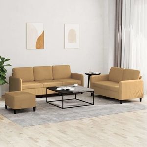 vidaXL Set de canapele, 3 piese, maro, catifea imagine