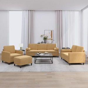 vidaXL Set de canapele cu perne, 4 piese, maro, catifea imagine