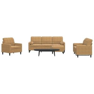 vidaXL Set de canapele cu perne/rulouri, 4 piese, maro, catifea imagine