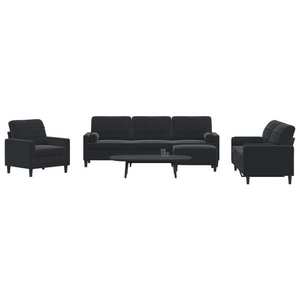 vidaXL Set de canapele cu perne/rulouri, 4 piese, negru, catifea imagine