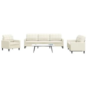 vidaXL Set de canapele cu perne, 4 piese, crem, catifea imagine