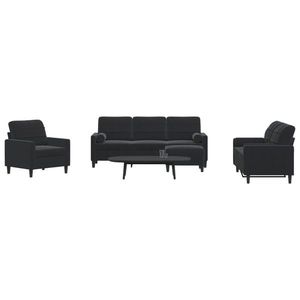 vidaXL Set de canapele cu perne/rulouri, 4 piese, negru, catifea imagine