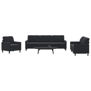 vidaXL Set de canapele cu perne, 4 piese, negru, catifea imagine
