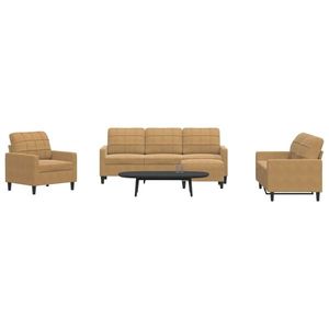 vidaXL Set de canapele cu perne, 4 piese, maro, catifea imagine