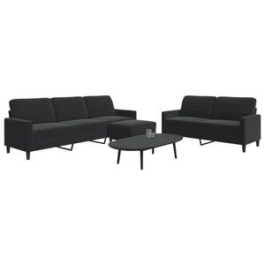 vidaXL Set de canapele cu perne, 3 piese, negru, catifea imagine