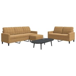 vidaXL Set de canapele cu perne, 3 piese, maro, catifea imagine