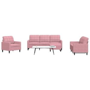 vidaXL Set de canapele cu perne, 4 piese, roz, catifea imagine