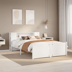 vidaXL Cadru de pat, alb, 120x200 cm, lemn masiv de pin imagine