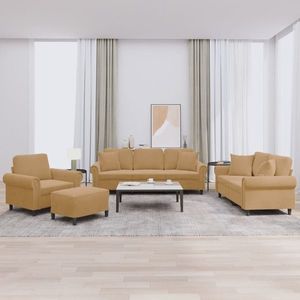 vidaXL Set de canapele cu perne, 4 piese, maro, catifea imagine