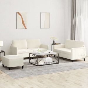 vidaXL Set de canapele, 3 piese, crem, catifea imagine