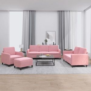 vidaXL Set de canapele, 4 piese, roz, catifea imagine