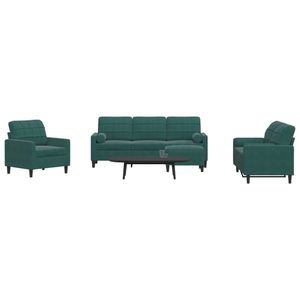 vidaXL Set canapele cu perne/rulouri, 4 piese, verde închis, catifea imagine