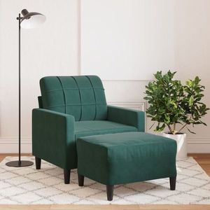 vidaXL Fotoliu canapea cu taburet, verde închis, 60 cm, catifea imagine