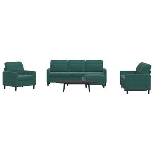 vidaXL Set de canapele cu perne, 4 piese, verde închis, catifea imagine