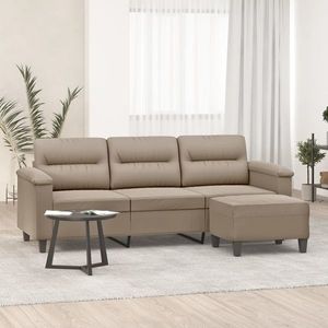 vidaXL Canapea cu 3 locuri și taburet, gri taupe, 180 cm, microfibră imagine