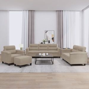 vidaXL Set de canapele cu perne, 4 piese, gri taupe, microfibră imagine