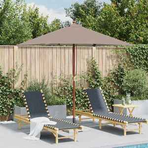 vidaXL Umbrelă de soare, exterior, stâlp lemn, 150x200 cm, gri taupe imagine