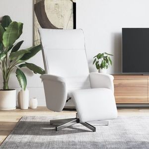 vidaXL Fotoliu rabatabil cu suport de picioare, alb, piele ecologică imagine