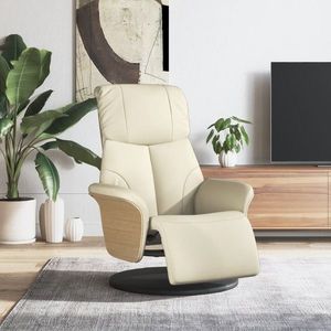 vidaXL Fotoliu rabatabil cu suport de picioare, crem, piele ecologică imagine