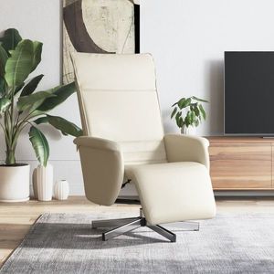 vidaXL Fotoliu rabatabil cu suport de picioare, crem, piele ecologică imagine