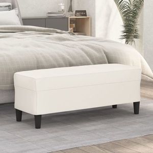 vidaXL Bancă, crem, 100x35x41 cm, piele ecologică imagine