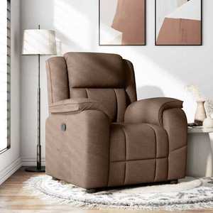 vidaXL Fotoliu rabatabil, maro, material textil imagine