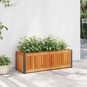 vidaXL Jardinieră de grădină, 80x30x27, 5 cm, lemn masiv acacia/oțel imagine