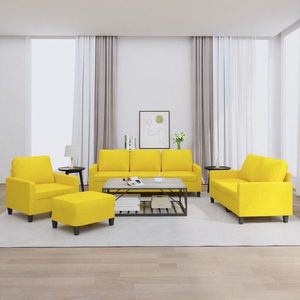 vidaXL Set canapele cu taburet/perne, 4 piese, galben deschis, textil imagine
