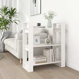 vidaXL Bibliotecă/Separator cameră, alb, 80x35x91 cm, lemn masiv pin imagine