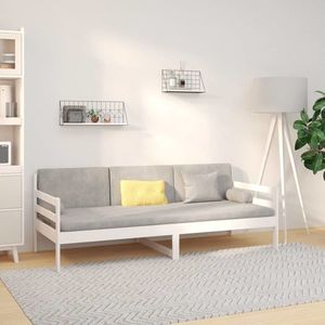 vidaXL Pat de zi fără saltea, alb, 90x190 cm, lemn masiv pin imagine