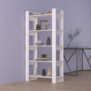 vidaXL Bibliotecă/Separator cameră, alb, 80x35x160 cm, lemn masiv pin imagine