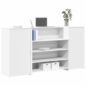 vidaXL Birou de recepție alb 200x50x103, 5 cm din lemn prelucrat imagine