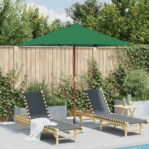 vidaXL Umbrelă de soare, exterior, stâlp lemn, 150x200 cm, verde imagine