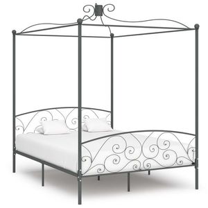 vidaXL Cadru de pat cu baldachin, gri, 180 x 200 cm, metal imagine