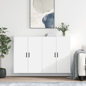 vidaXL Dulapuri cu montaj pe perete, 2 buc, alb, 69, 5x34x90 cm imagine