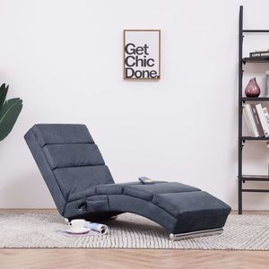vidaXL Șezlong de masaj, gri, imitație piele de căprioară imagine