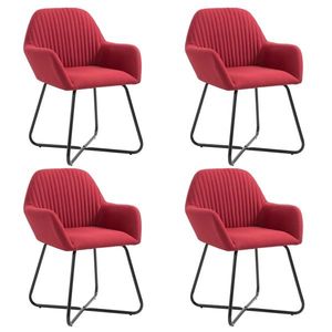 vidaXL Scaune de bucătărie, 4 buc., roșu vin, material textil imagine