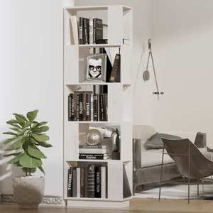 vidaXL Bibliotecă/Separator cameră, alb, 51x25x163, 5 cm lemn masiv pin imagine