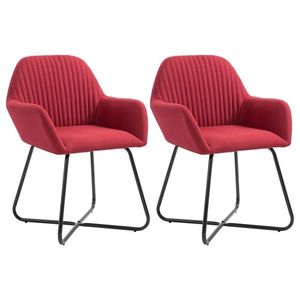 vidaXL Scaune de bucătărie, 2 buc., roșu vin, material textil imagine