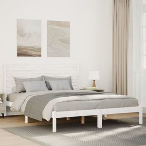 vidaXL Cadru pat foarte lung fără saltea, alb, 140x210 cm lemn masiv imagine