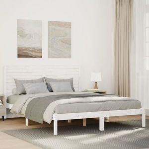vidaXL Cadru pat foarte lung fără saltea, alb, 140x220 cm lemn masiv imagine