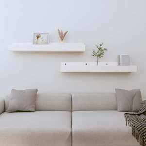 vidaXL Rafturi de perete, 2 buc., alb, 80x12x9 cm, lemn masiv de pin imagine